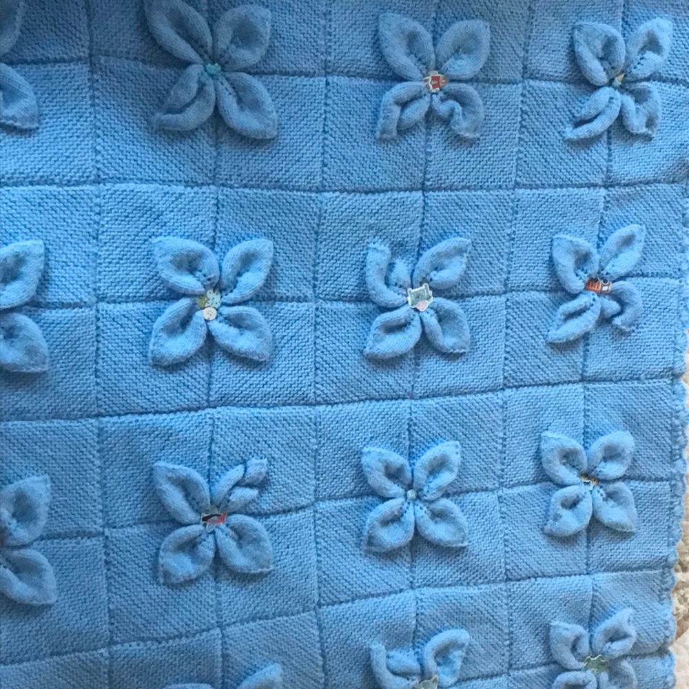 Hand knitted custom baby quilt